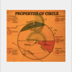 Diagram illustrating the key components and properties of a circle, including the radius, diameter, circumference, chord, tangent line, and central angle.