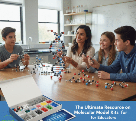 Hands-on molecular models in a classroom setting, illustrating the three-dimensional concepts of Atomic and molecular structures for students.
